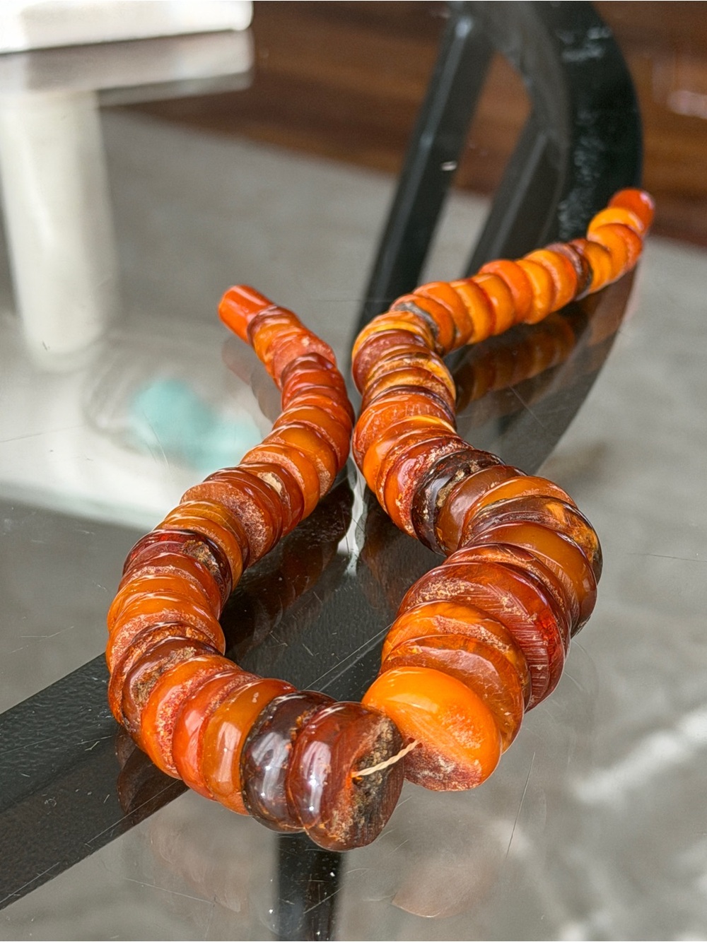 Vintage Soviet USSR Amber Necklace 70g, 60+ Years Old, Large Amber Beads - Picture 7 of 10